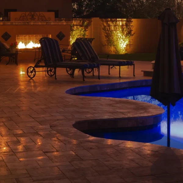 thousand oaks property - backyard at night